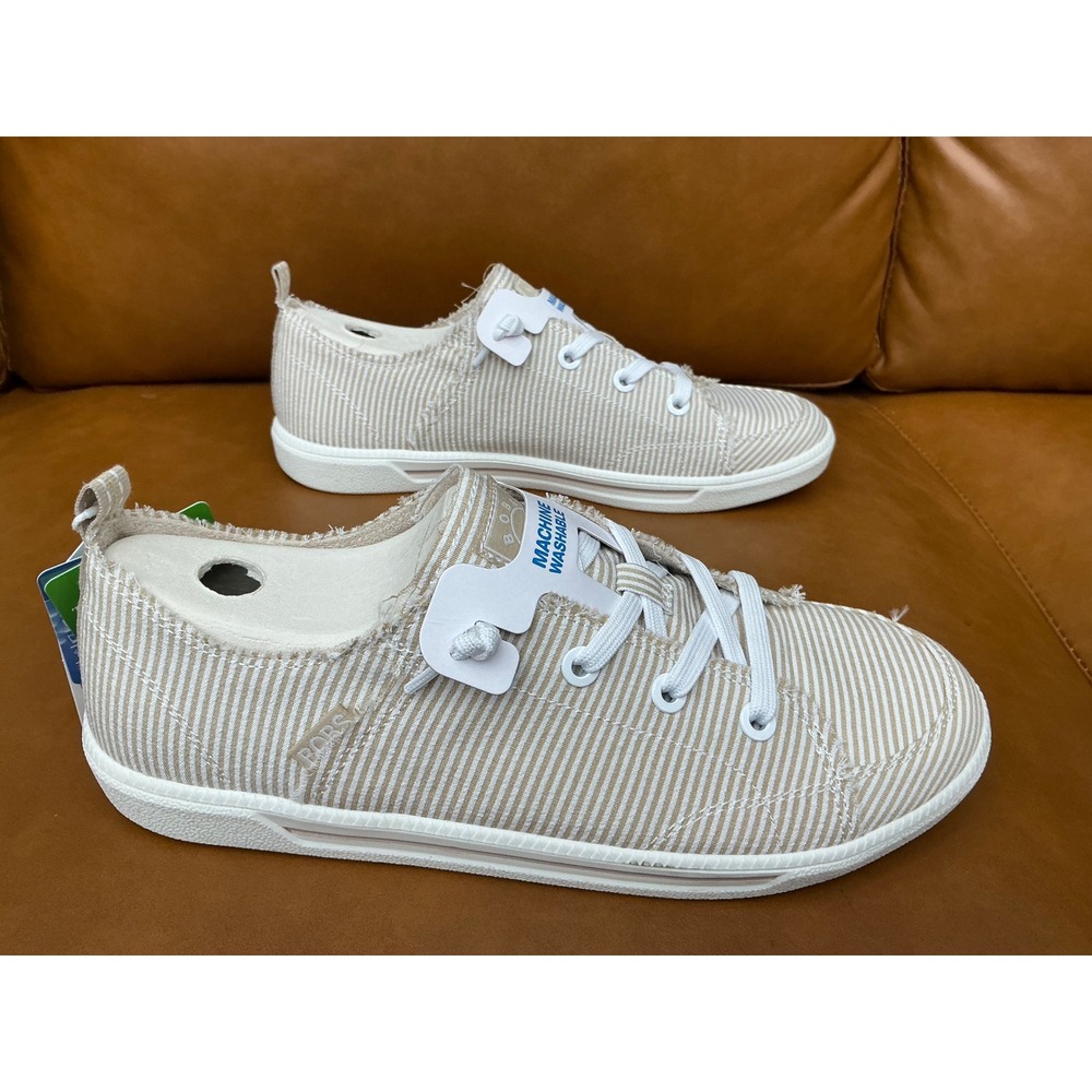 Skechers BOBS B Cute 2.0 Sneakers Womens 9 Tan White New Striped 114208 NTMT